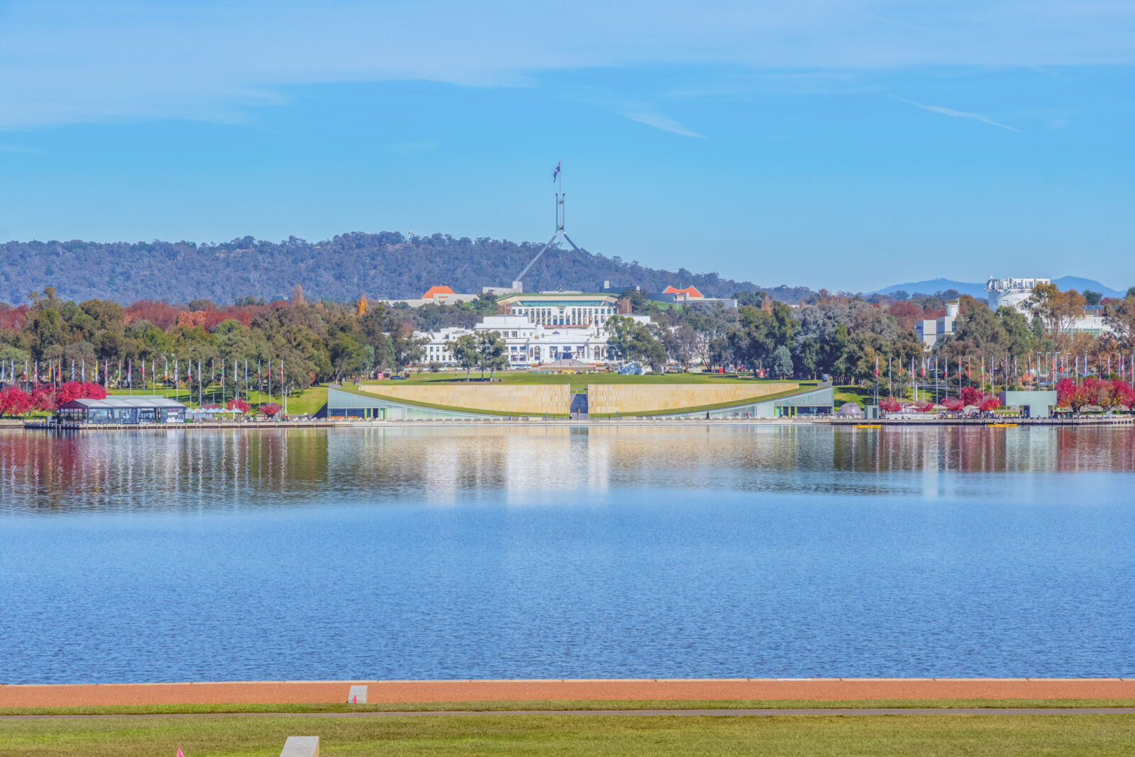 Old and New Parliament House and Lake Burley Griffin Canberra